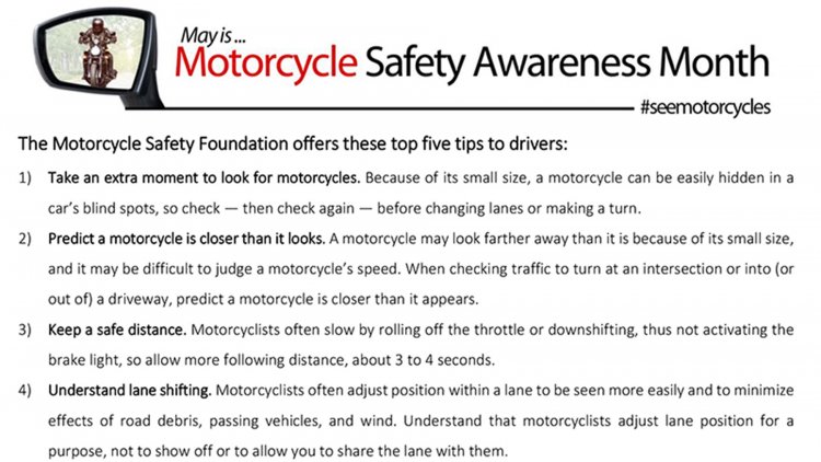May 3 Motorcycle Awareness Month